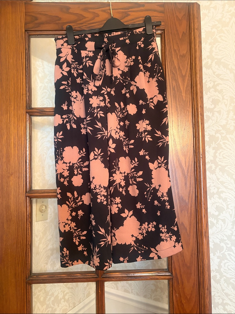 Women's Black pants with Pink Floral Print